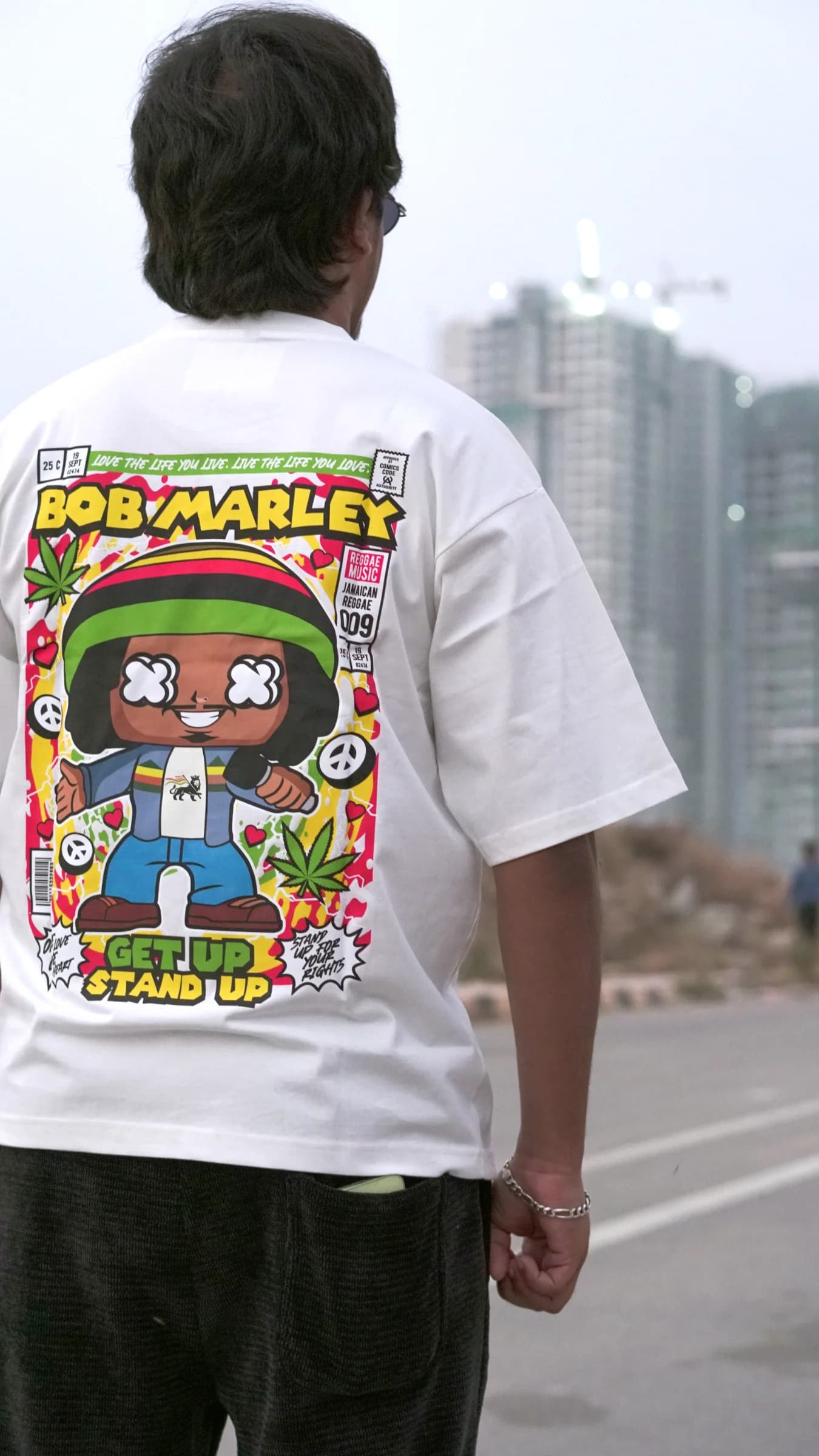 BOB MARLEY Superstar Edition Oversized OFF-WHITE Tee