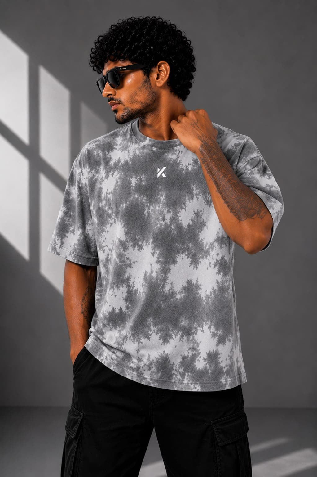 Gray Gradient Drop Shoulder T-Shirt
